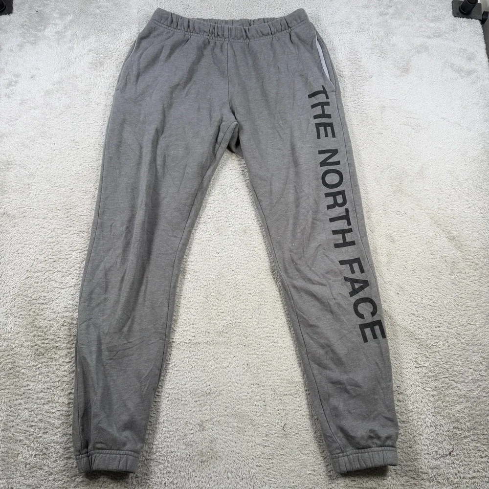 The North Face Sweatpants Mens Medium Grey Fleece Drawstring Pocket Joggers Gym